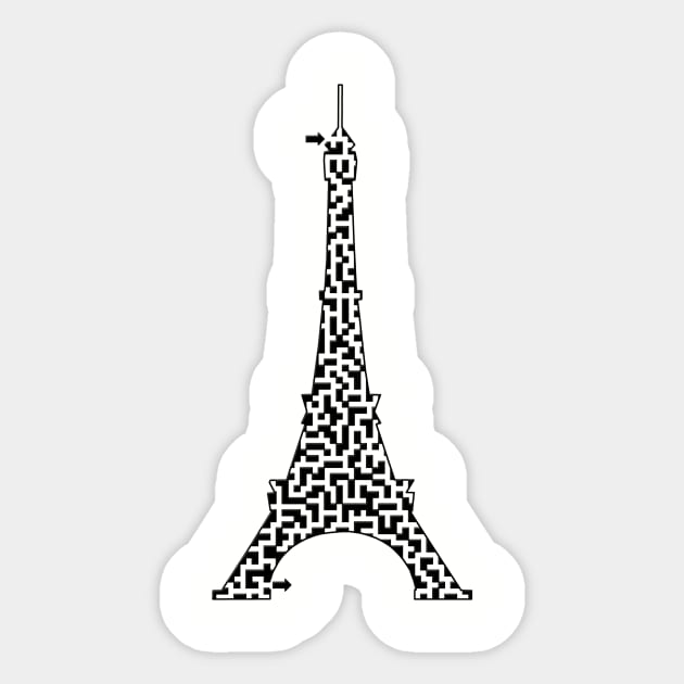 Eiffel Tower in Paris, France Maze & Labyrinth Sticker by gorff